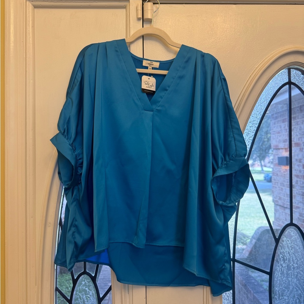 Entro Blue V-Neck Blouse